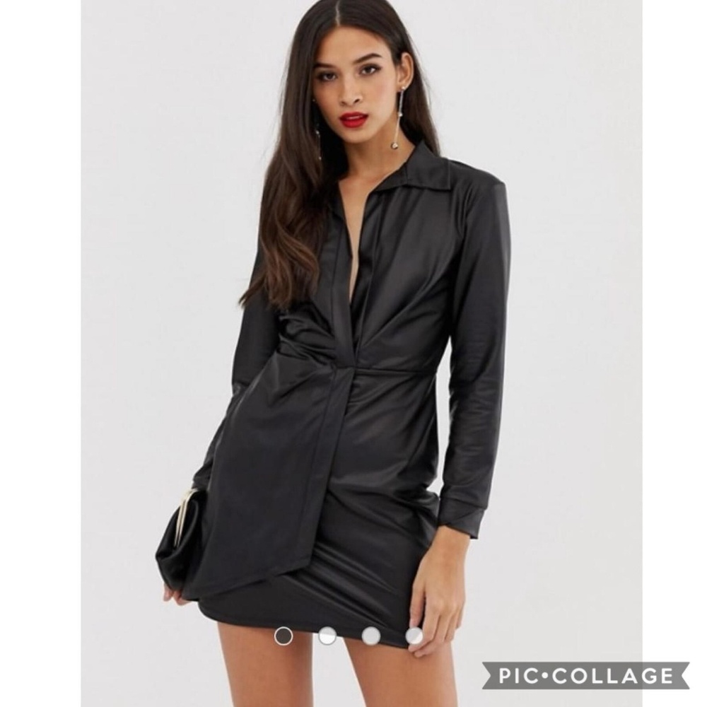 NWT WOMEN'S ASOS BLACK BODYCON SHIRT MINI DRESS